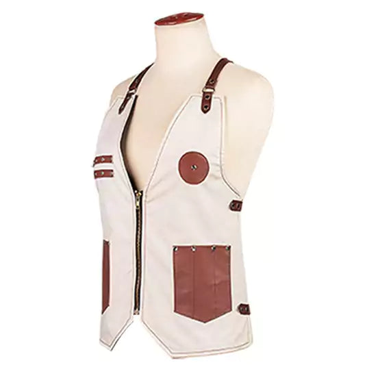 Professional Womens Barber Vest Beige