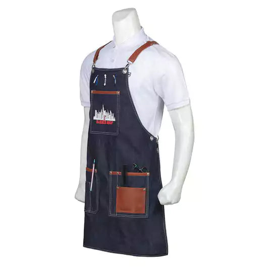 blue barber denim adjustable apron