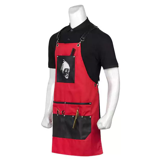 red hairdressing barber adjustable apron