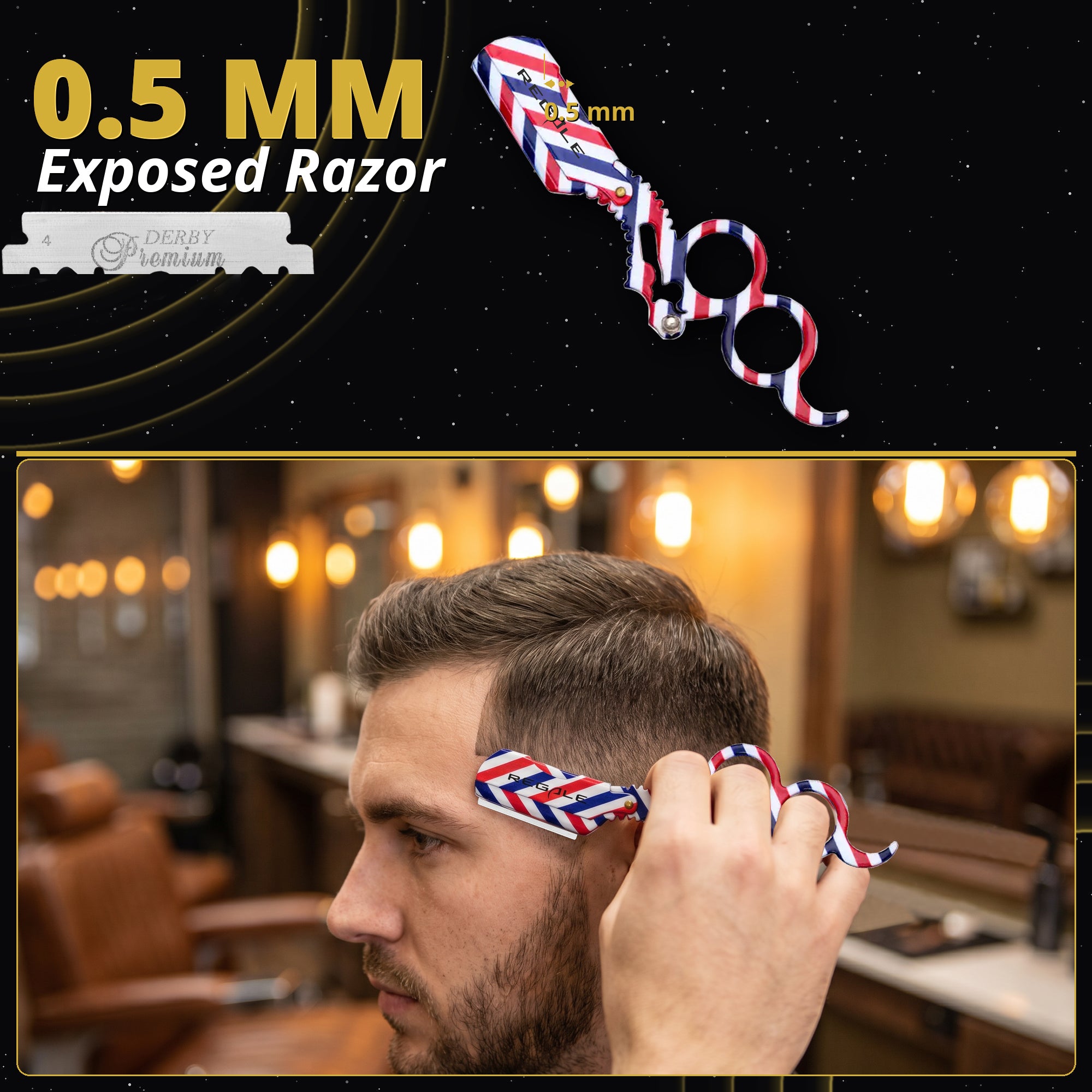 Regale Barber Pole Straight Razor | Dual Finger Insert Professional ...