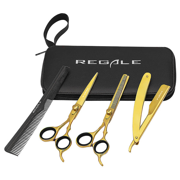 Regale Gold Pro Haircutting Texturizing Razor And Comb Kit