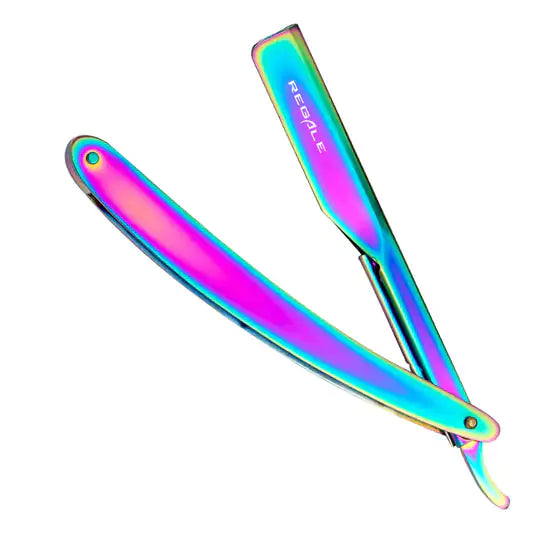 Regale Rainbow Holographic Straight Edge Razor – Regale Barber Supply