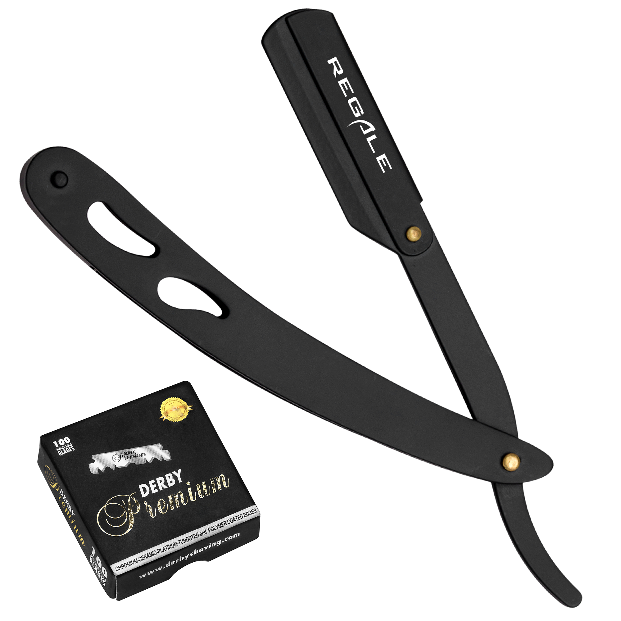 Regale Black Matte Traditional Straight Edge Razor - Professional Shav ...