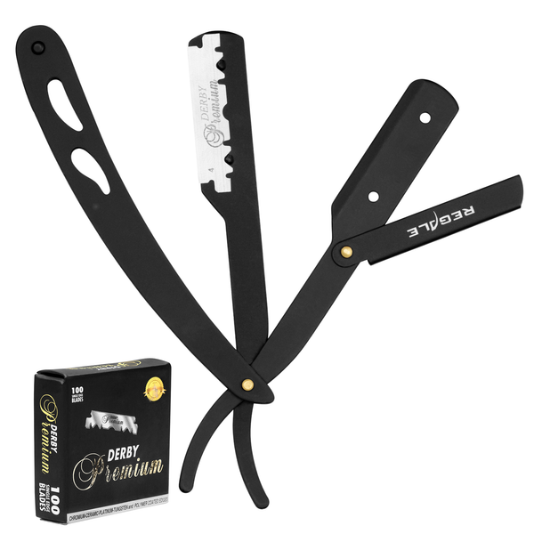 Regale Black Matte Traditional Straight Edge Razor - Professional Shaving Tool