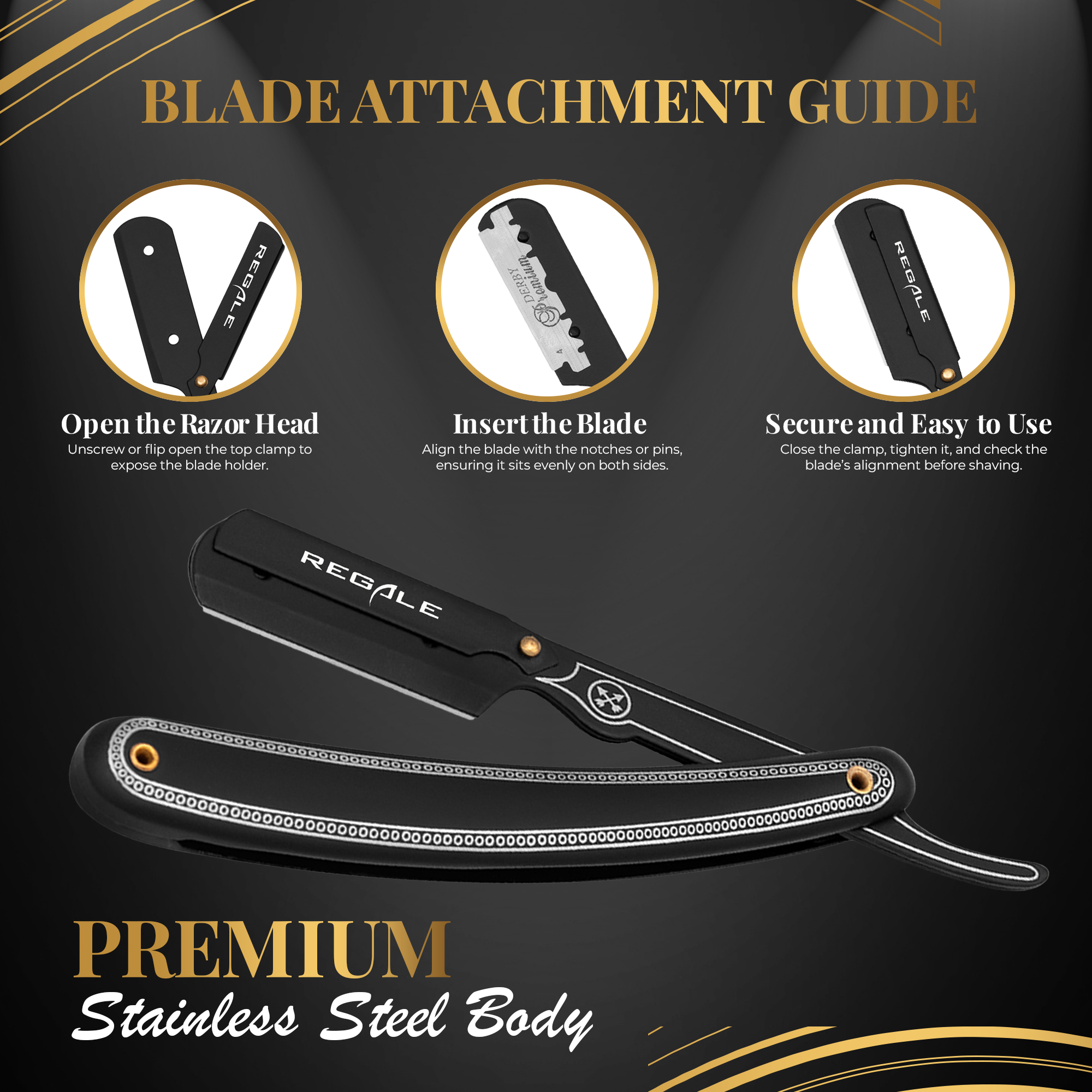 Regale Shavette Style Straight Razor With Replaceable Blades – Regale ...