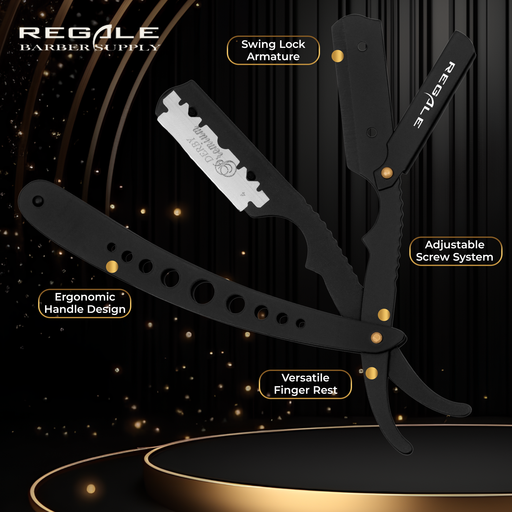 Replacable Razeor REGALE Matte Black Straight Razor With Replaceable Blade – Regale ...