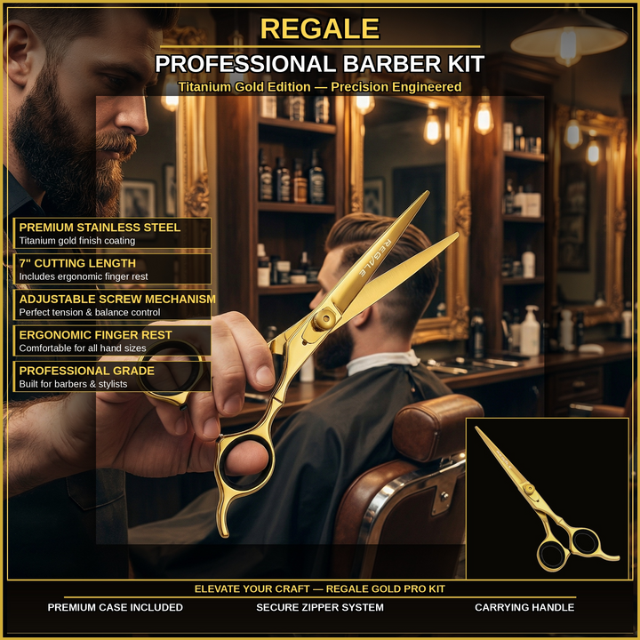 REGALE Gold Pro Barber Kit | 4-Piece Professional Set | Titanium Gold ...