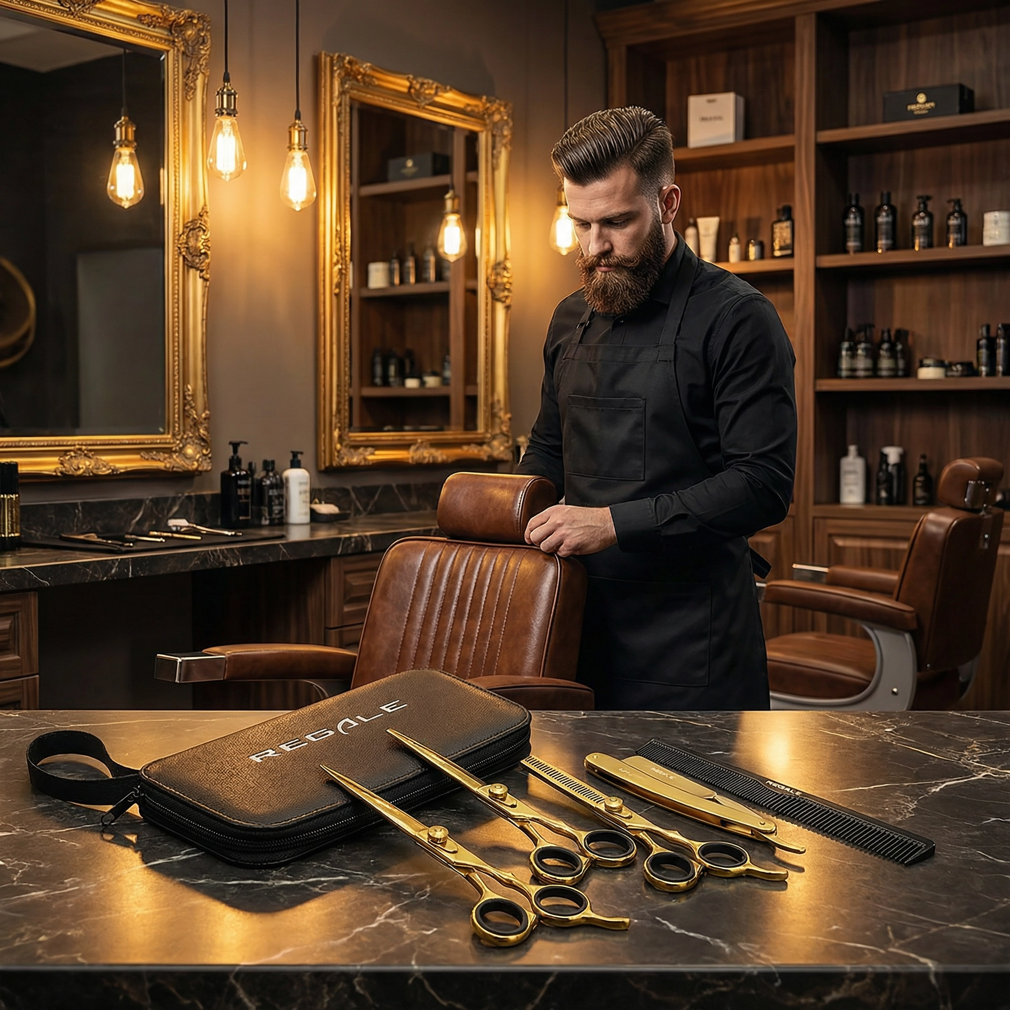 REGALE Gold Pro Barber Kit | 4-Piece Professional Set | Titanium Gold ...