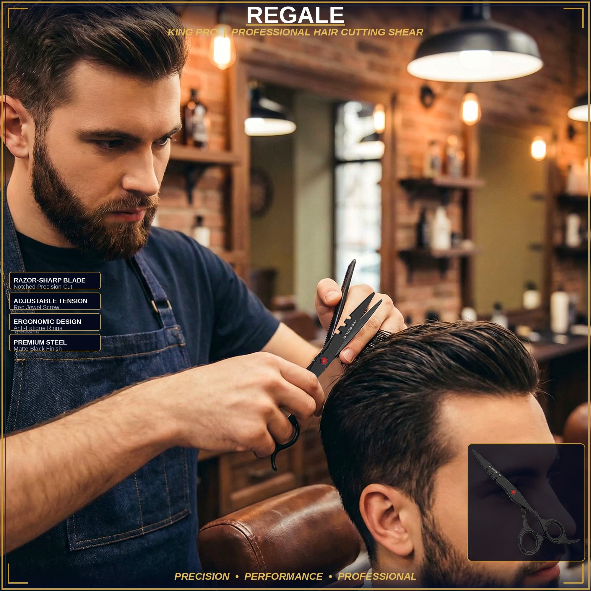 Regale King Pro 5-Piece Professional Barber Kit | Cutting Shear, Textu ...