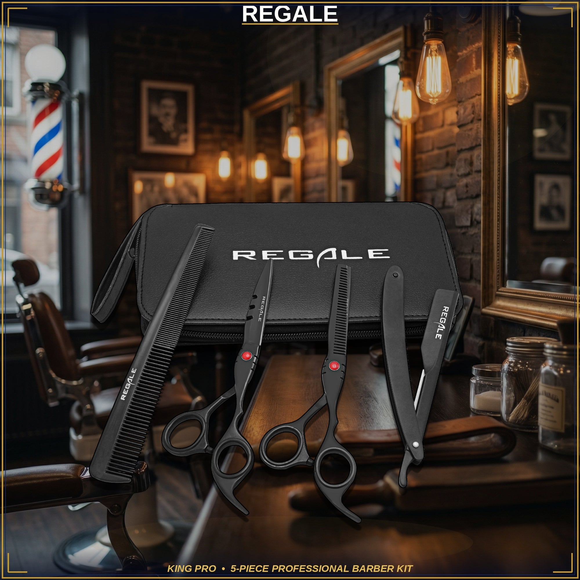 Regale King Pro 5-Piece Professional Barber Kit | Cutting Shear, Textu ...