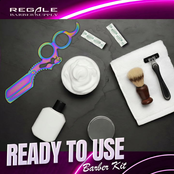 Finger Tip Razor REGALE Premium Rainbow Straight Razor | Dual Finger Insert Barber Razor ...