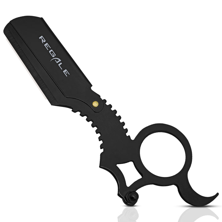 Regale Professional Finger Insert Straight Edge Razor | Matte Black ...