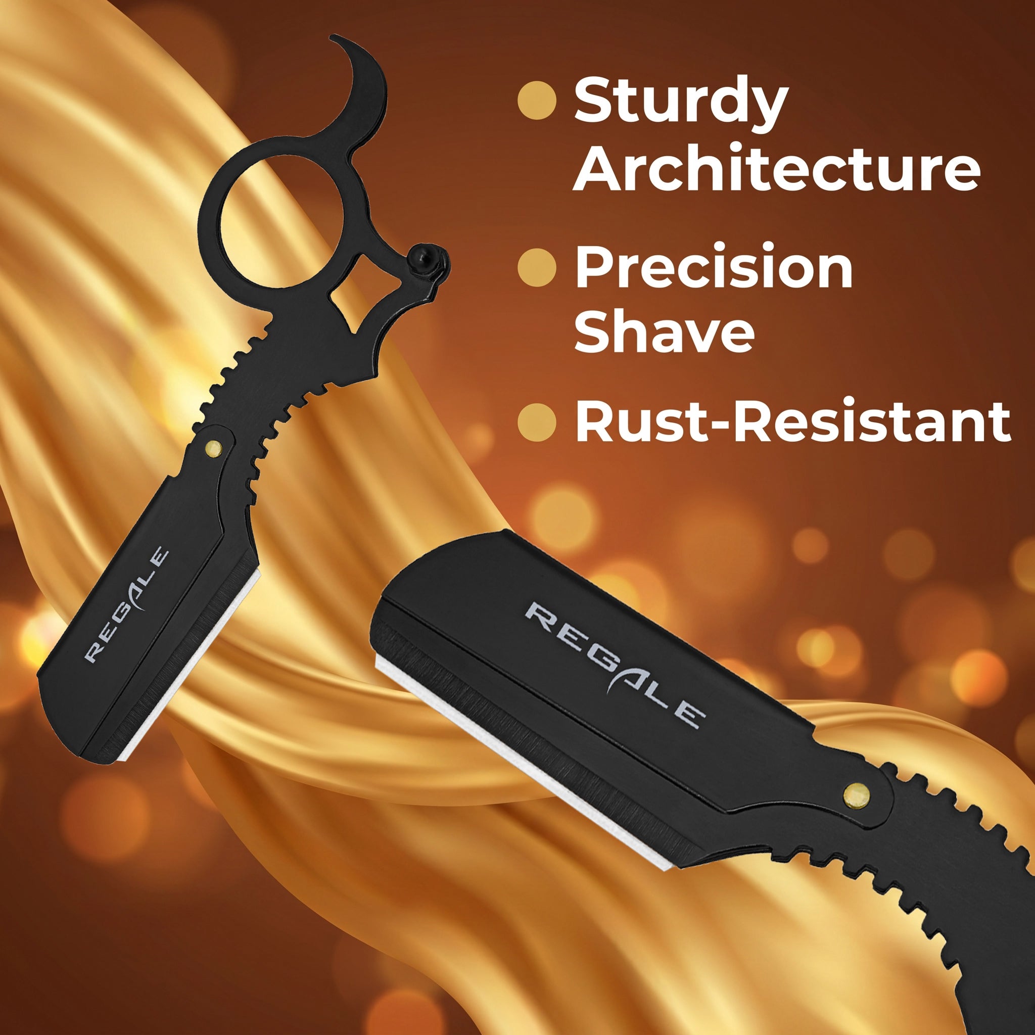 Regale Professional Finger Insert Straight Edge Razor | Matte Black ...