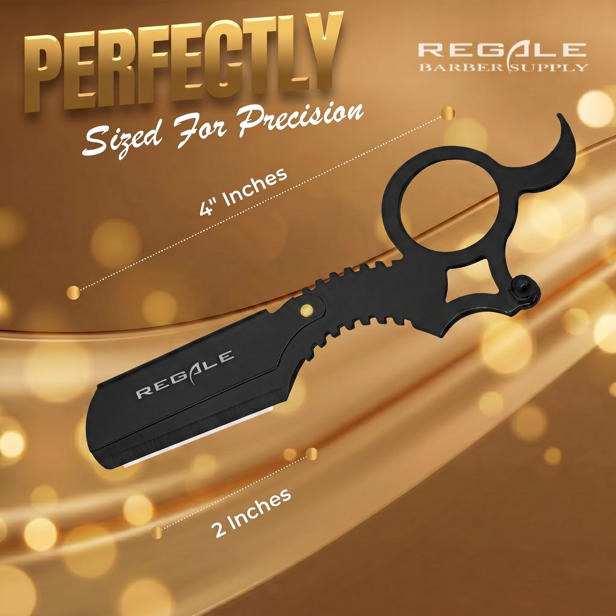 Regale Professional Finger Insert Straight Edge Razor | Matte Black ...