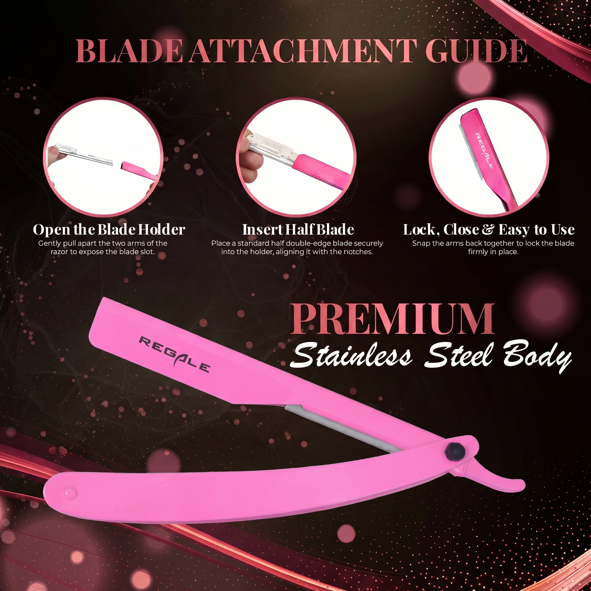 REGALE Professional Pink Straight Razor | Replaceable Blade Shavette ...