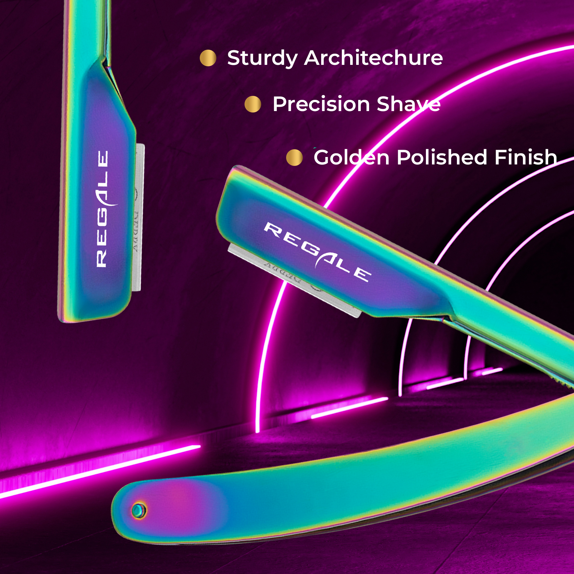 Rainbow Razor Regale Rainbow Holographic Straight Edge Razor – Regale Barber Supply