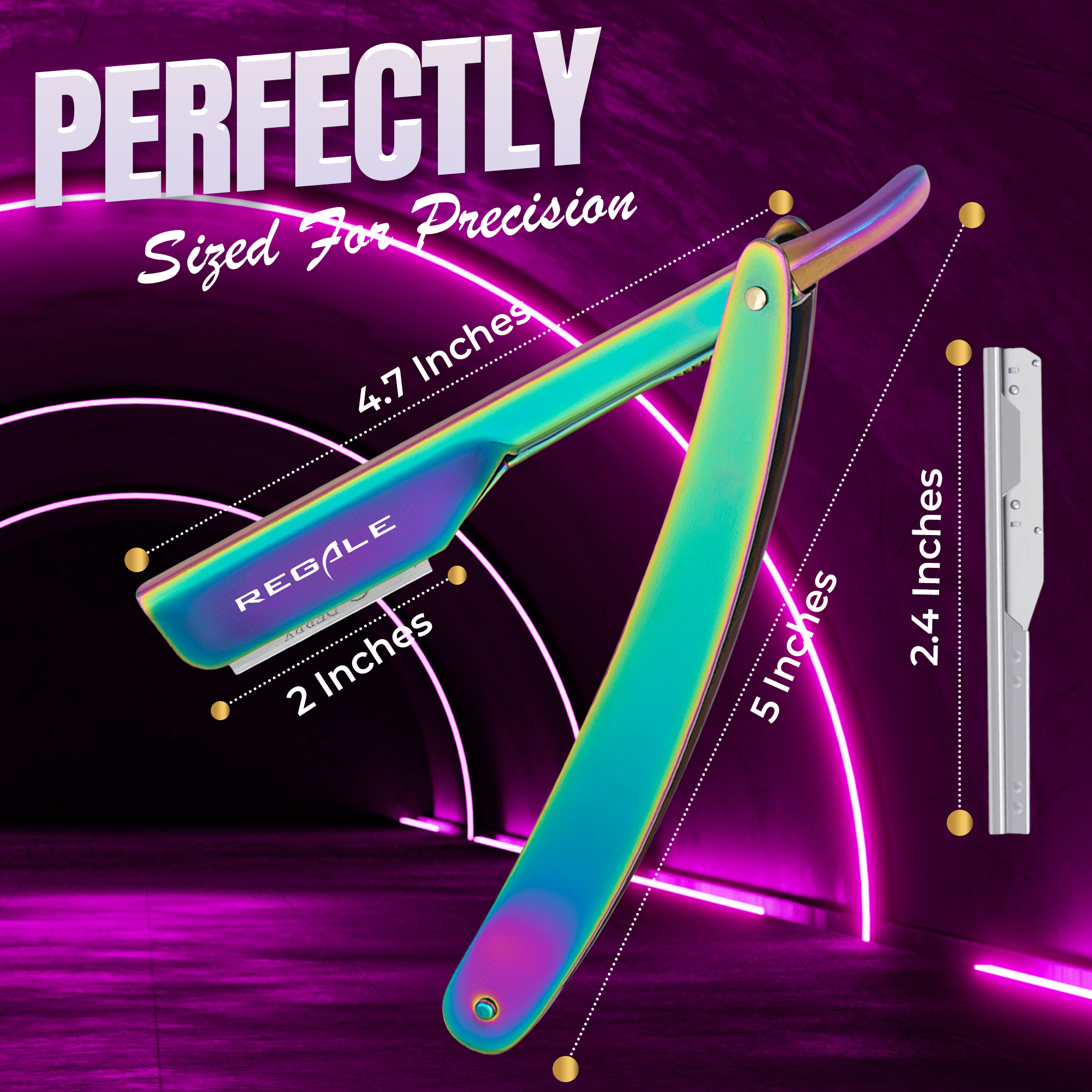 Rainbow Razor Regale Rainbow Holographic Straight Edge Razor – Regale Barber Supply