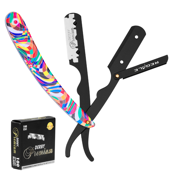 Vibrant Design multi colored abstract Straight Edge Razor