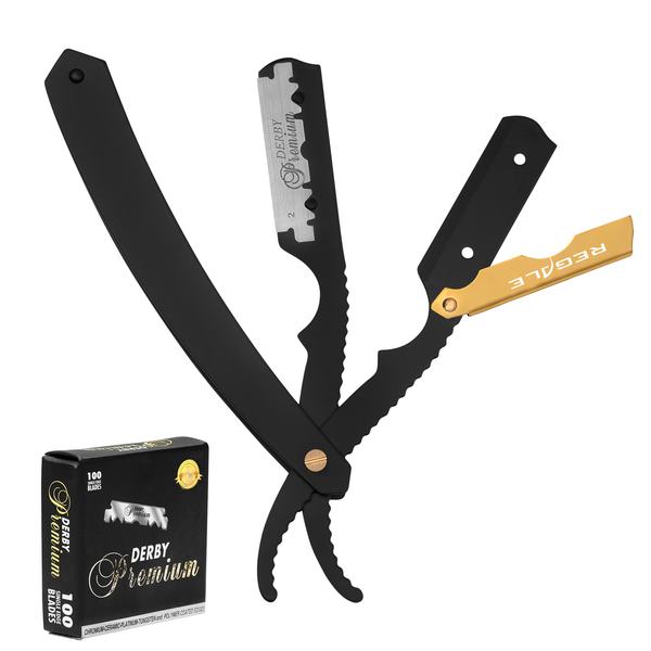 Regale Professional Straight Razor - Black And Gold Edition