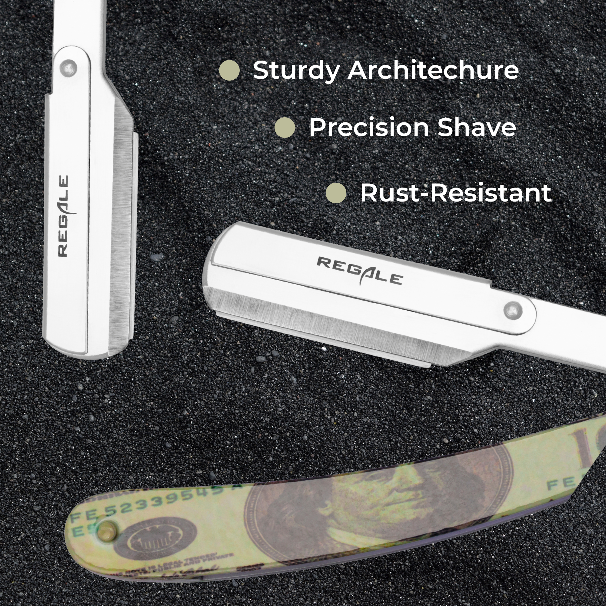 Foldable Rozar Dollar Stainless Steel Folding Barber Straight Razor – Regale Barber Supply